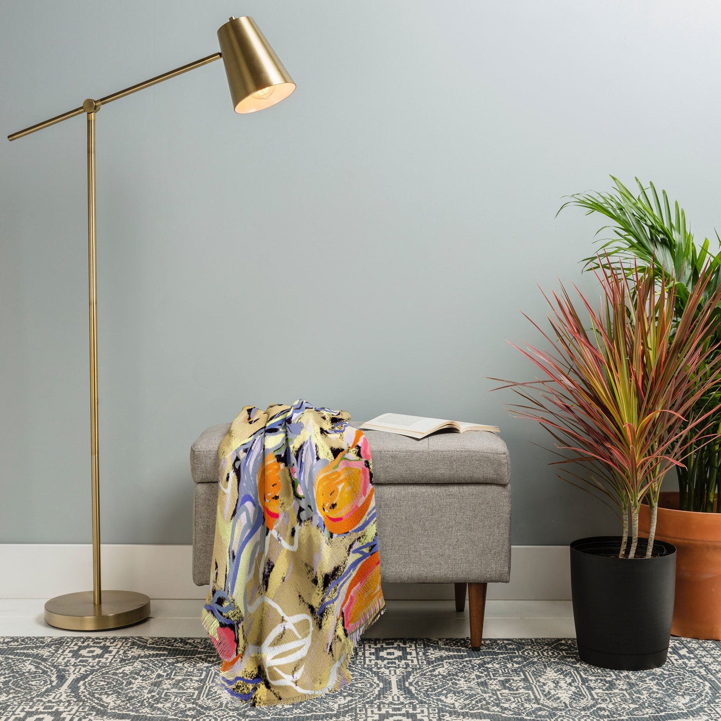83 Oranges Blooms in The Butter Forest Throw Blanket