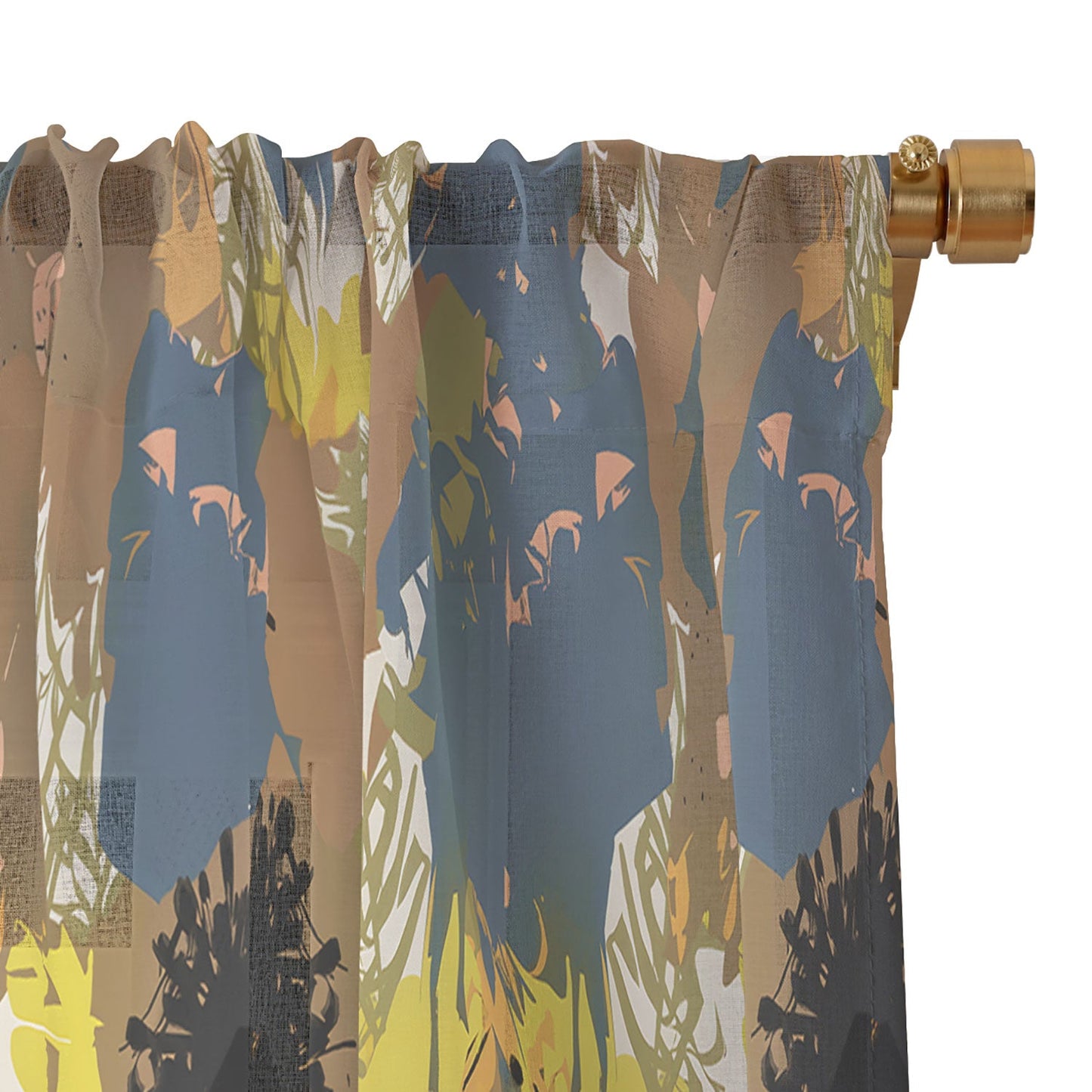 83 Oranges Yellow Ochre Florals Sheer Window Curtain