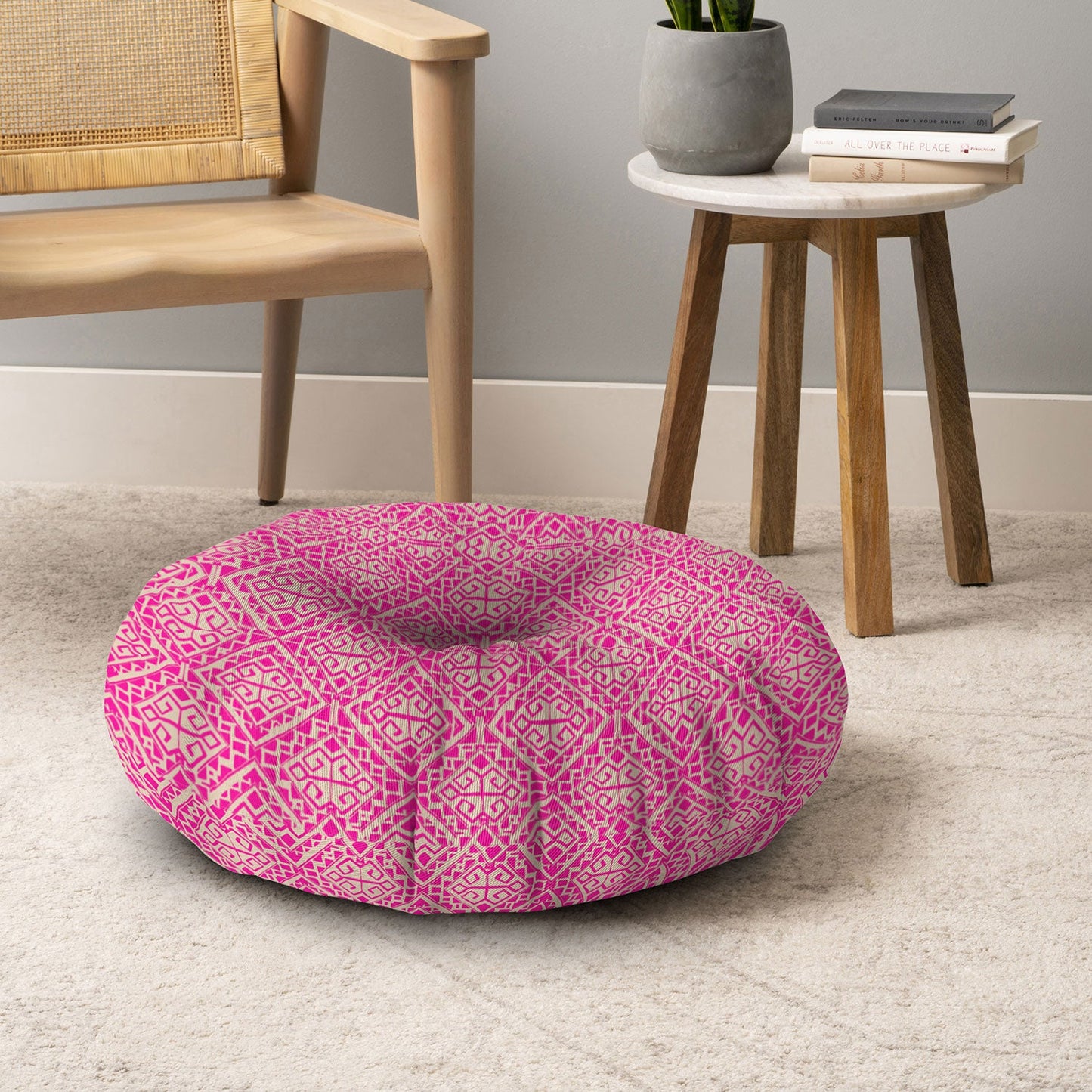 Aimee St Hill Eva All Over Pink Floor Pillow Round