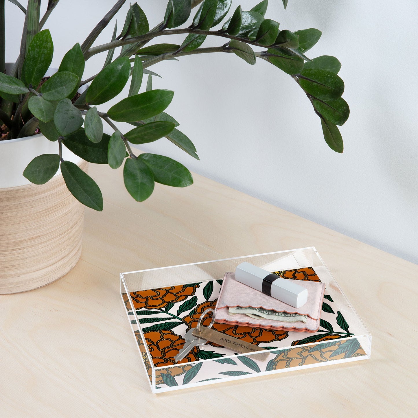 Alisa Galitsyna Orange Marigolds Acrylic Tray