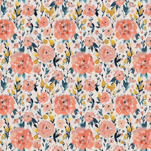 alison janssen Tropical Coral Floral Shower Curtain