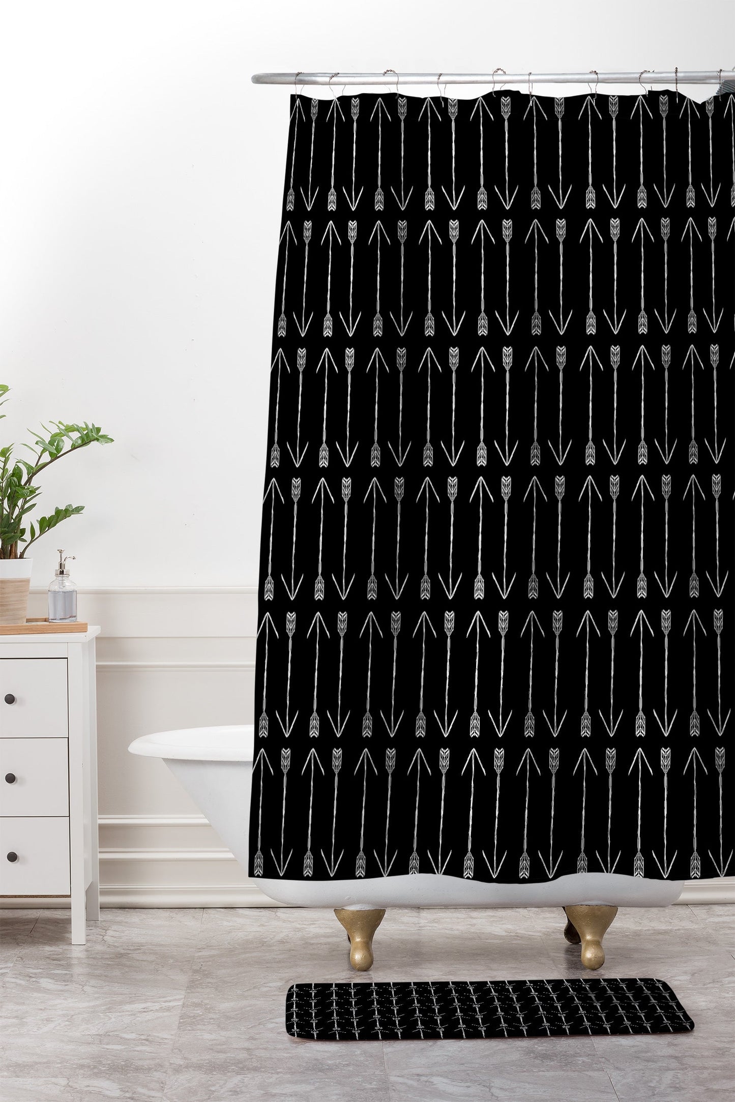 Allyson Johnson Black Arrows Shower Curtain And Mat