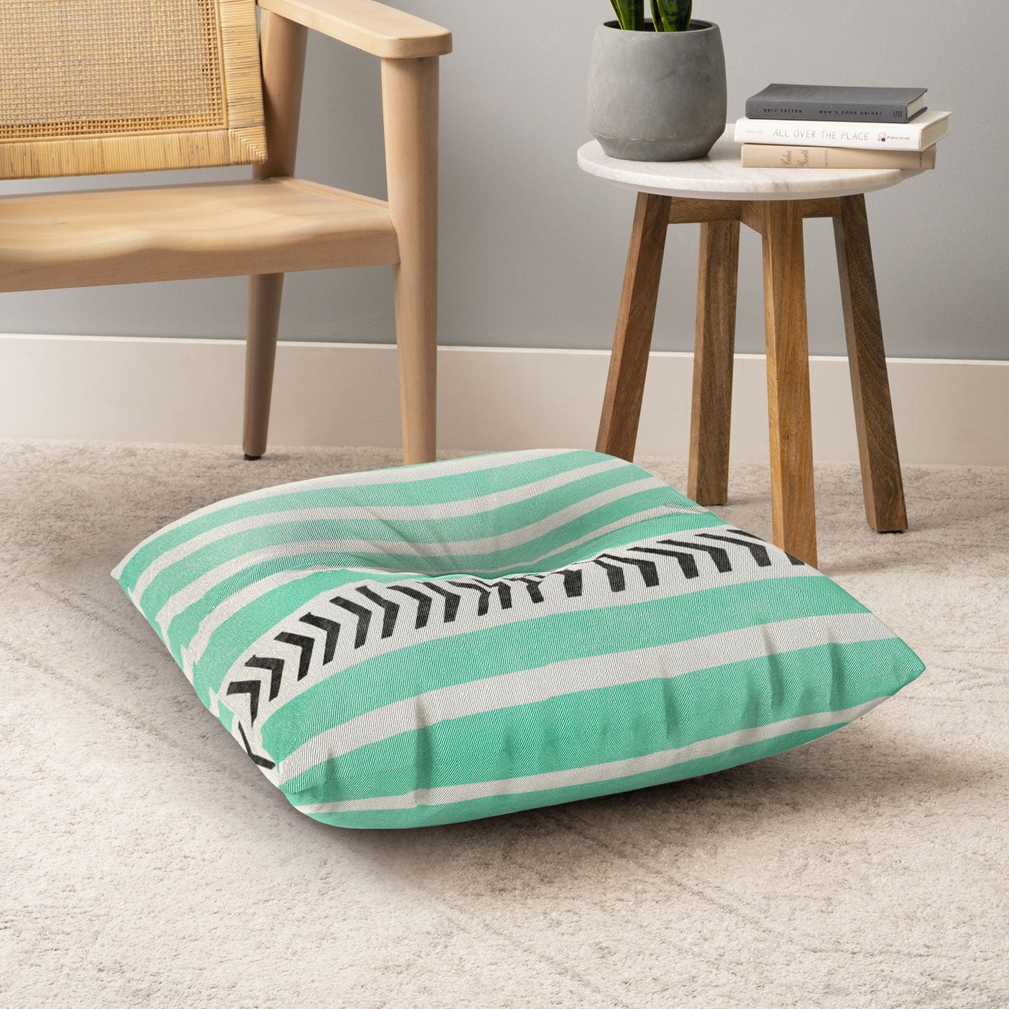 Allyson Johnson Mint Stripes And Arrows Floor Pillow Square