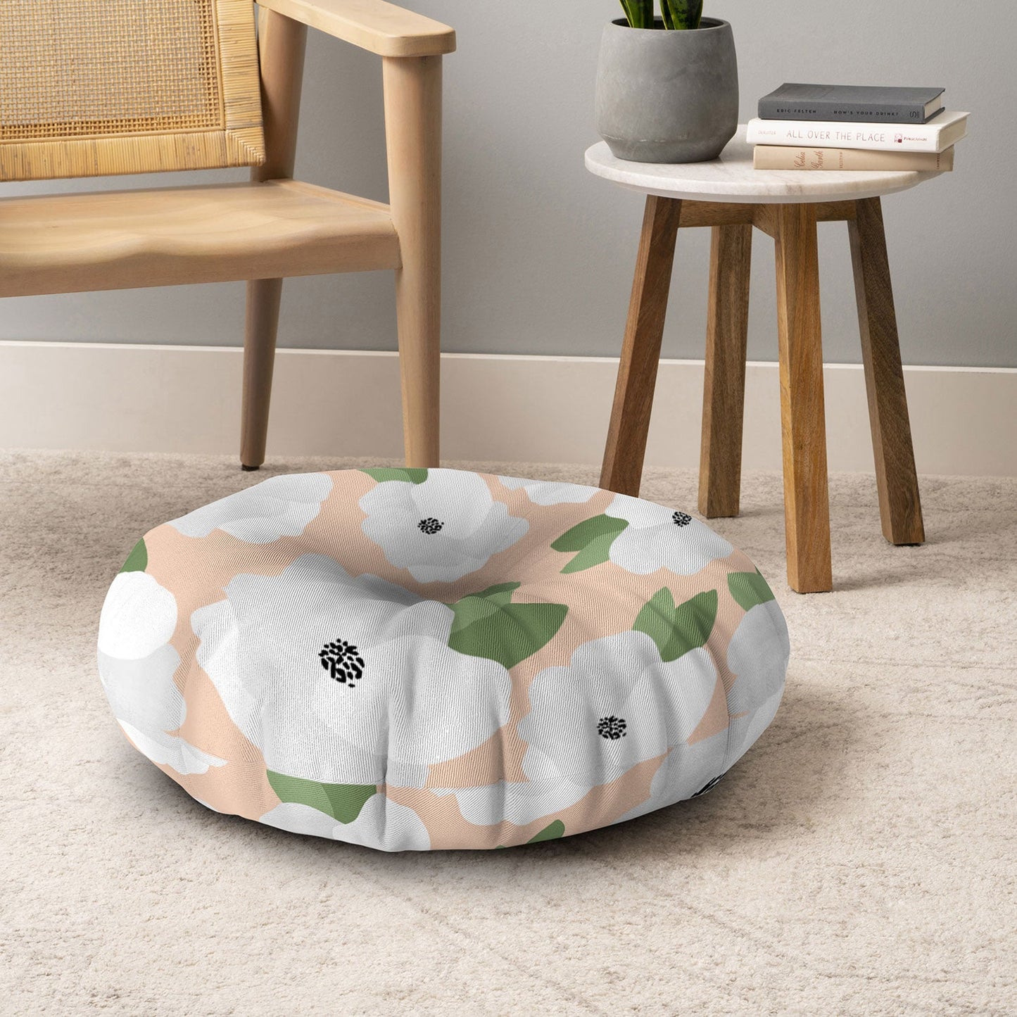 Allyson Johnson Romantic Floral Floor Pillow Round