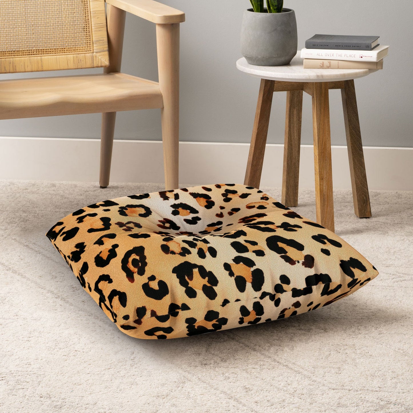 Amy Sia Animal Leopard Brown Floor Pillow Square
