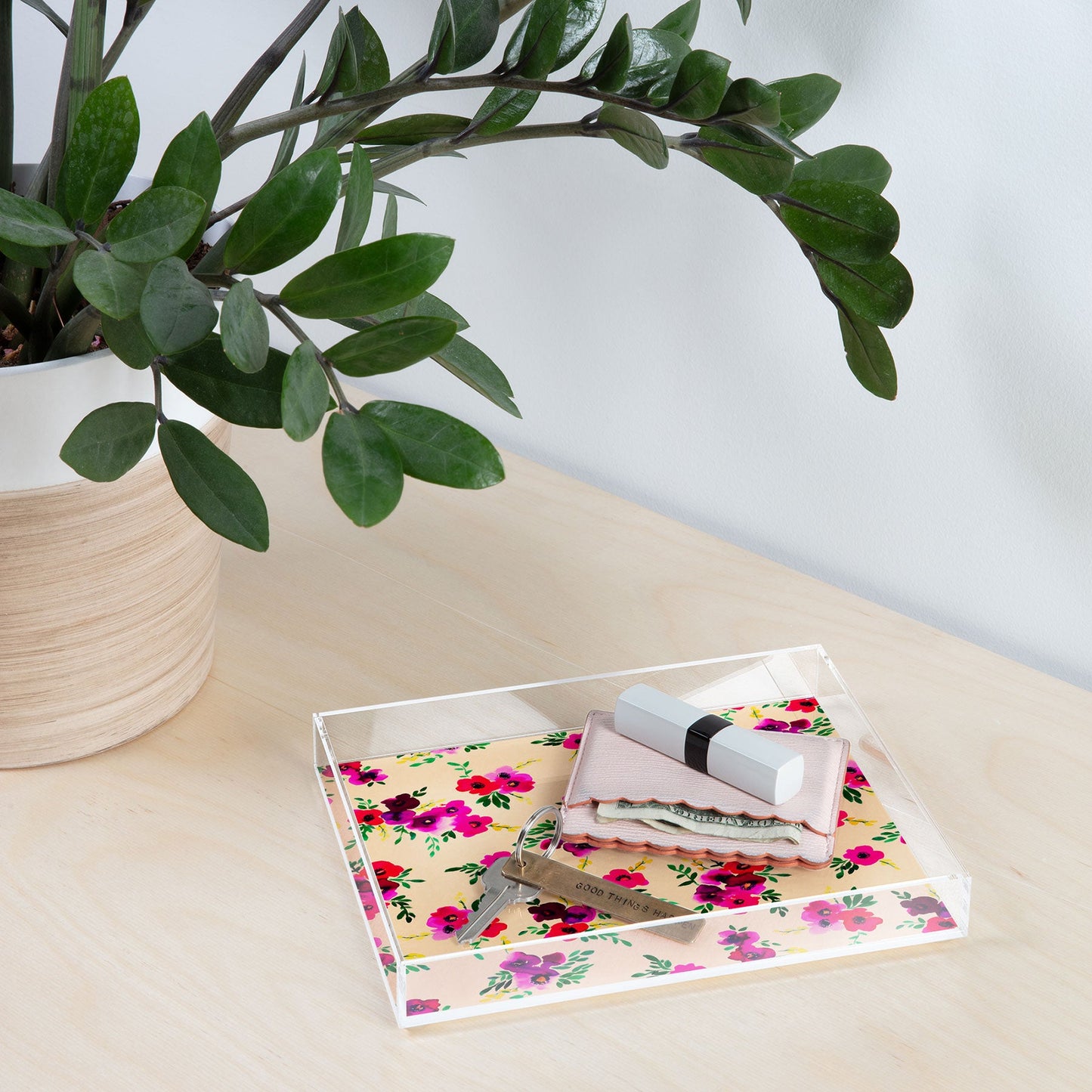 Amy Sia Ava Floral Peach Acrylic Tray