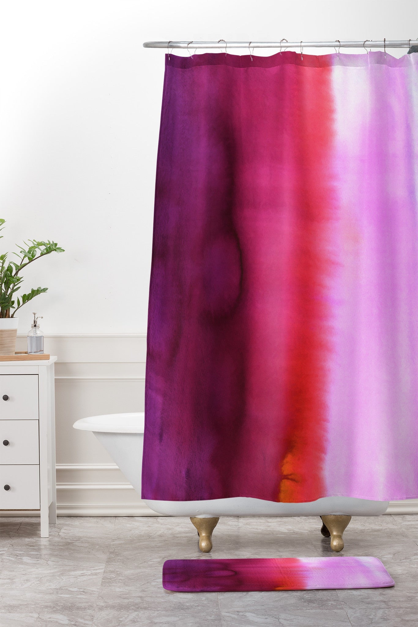 Amy Sia Flood Red Shower Curtain And Mat