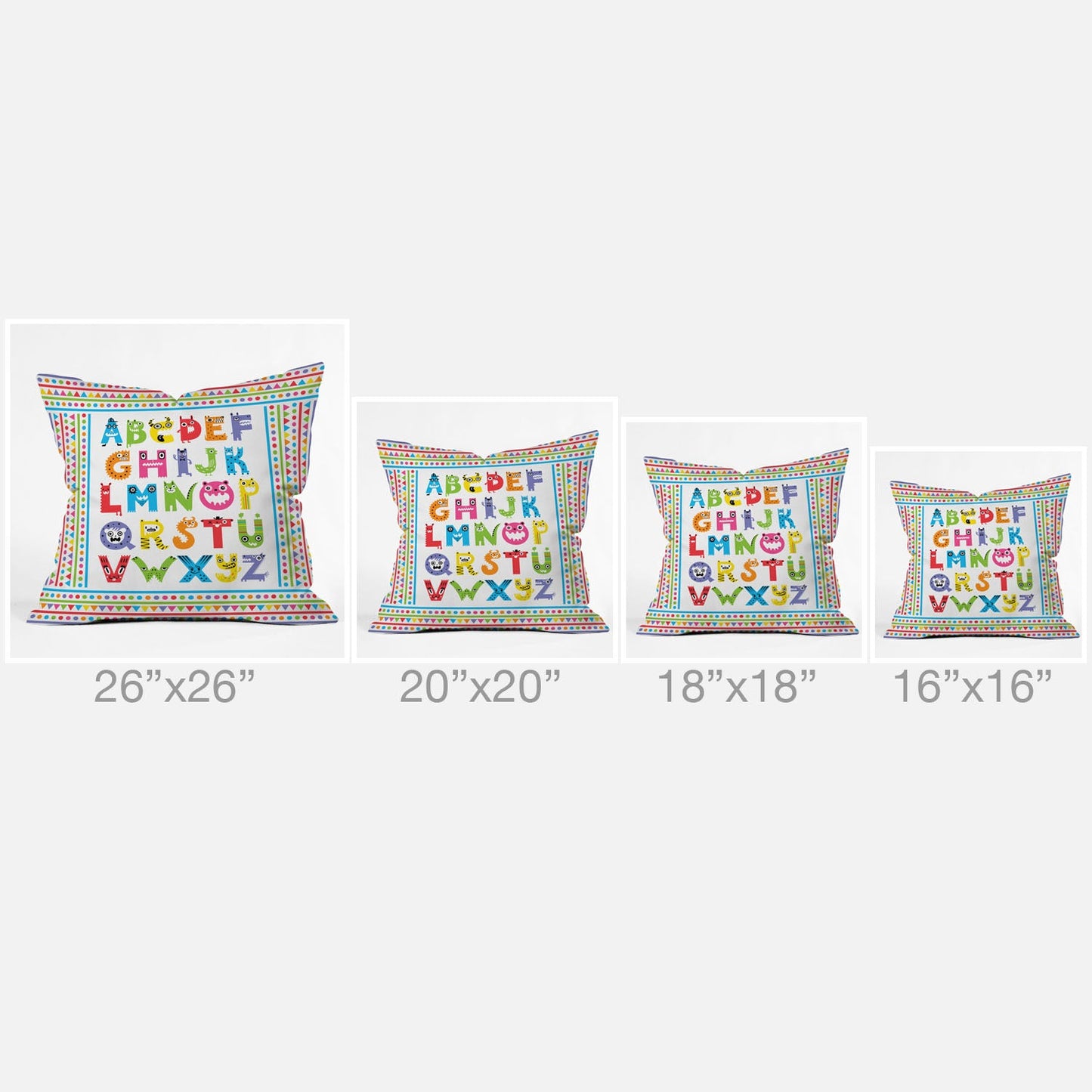 Andi Bird Alphabet Monsters Throw Pillow
