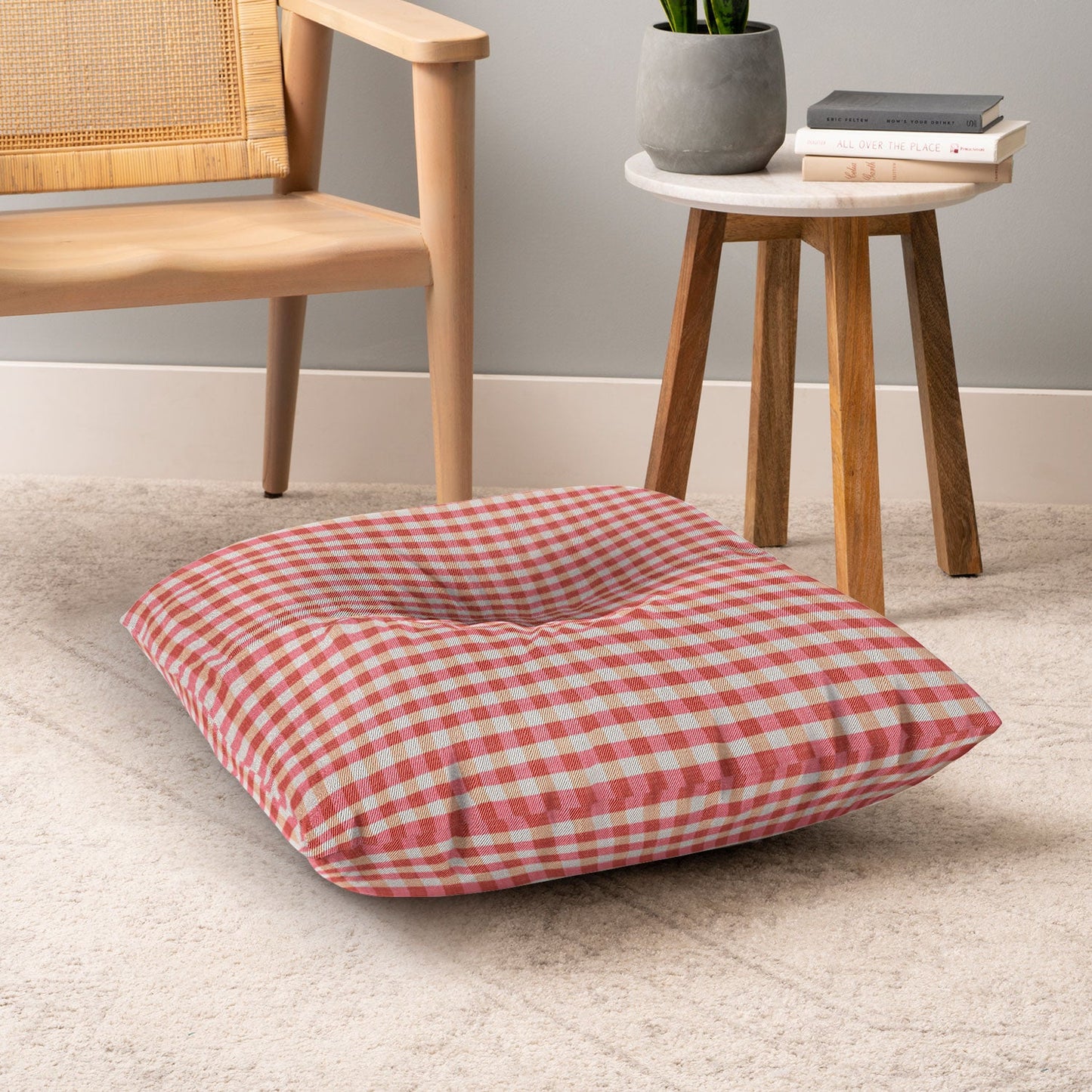 Avenie Cozy Gingham Floor Pillow Square