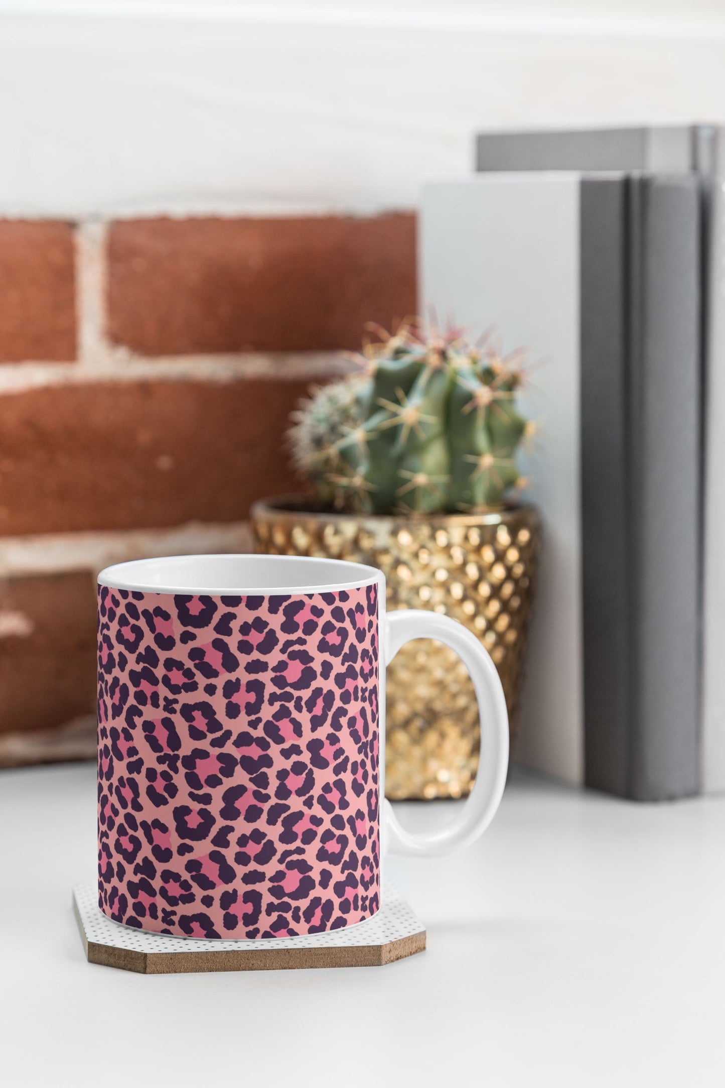 Avenie Leopard Print Coral Pink Coffee Mug