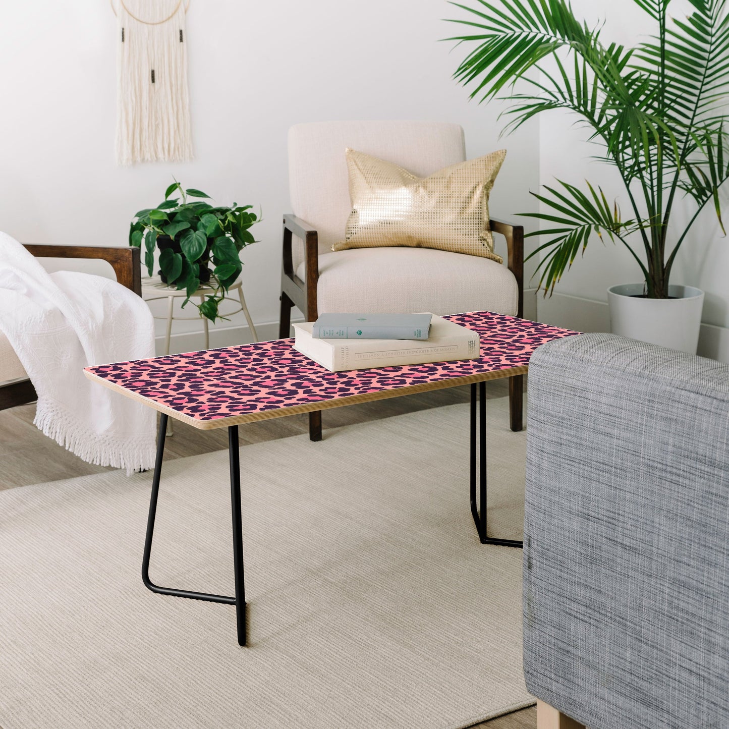 Avenie Leopard Print Coral Pink Coffee Table