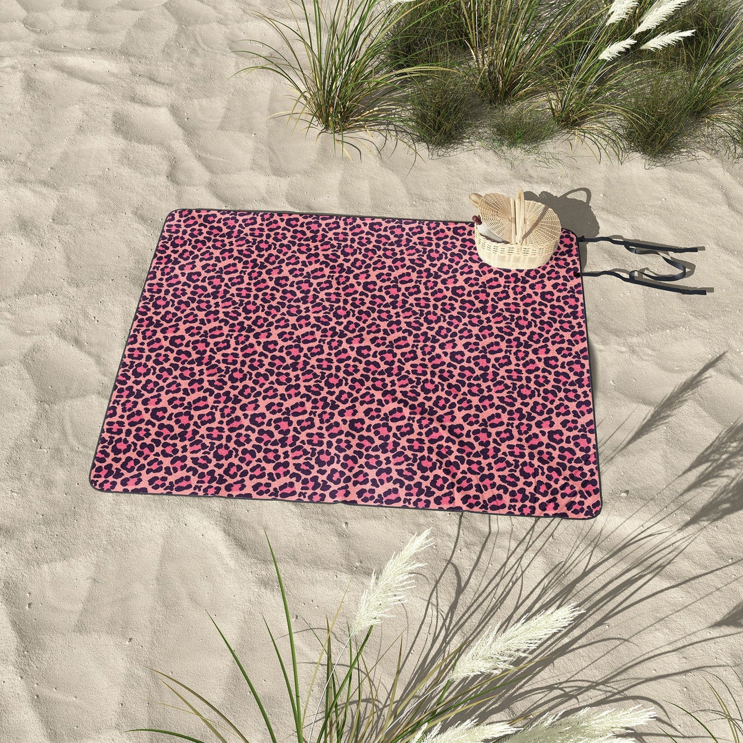 Avenie Leopard Print Coral Pink Picnic Blanket