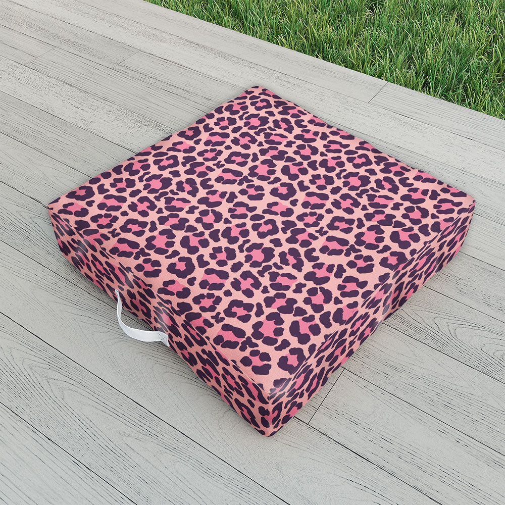 Avenie Leopard Print Coral Pink Outdoor Floor Cushion