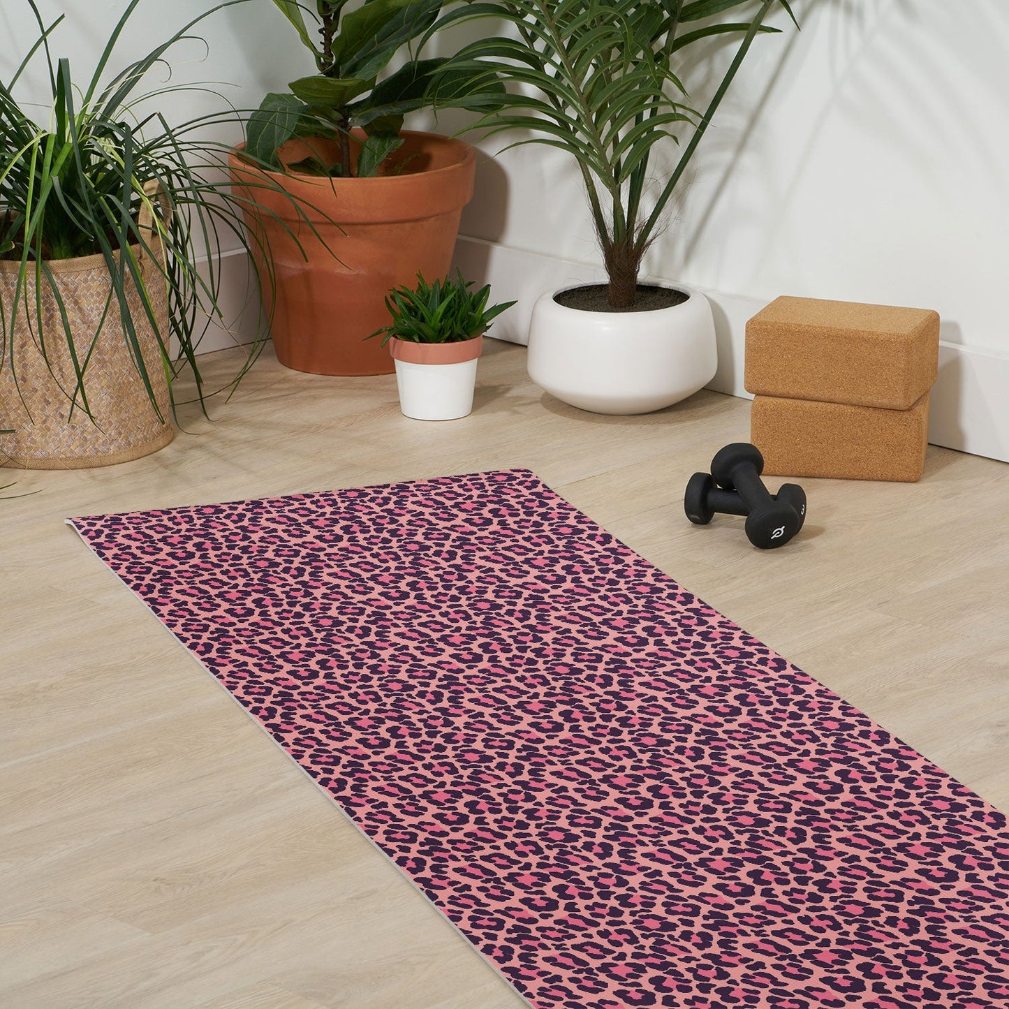 Avenie Leopard Print Coral Pink Yoga Mat