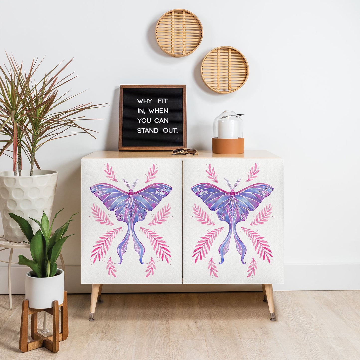 Avenie Luna Moth Blue Violet Credenza