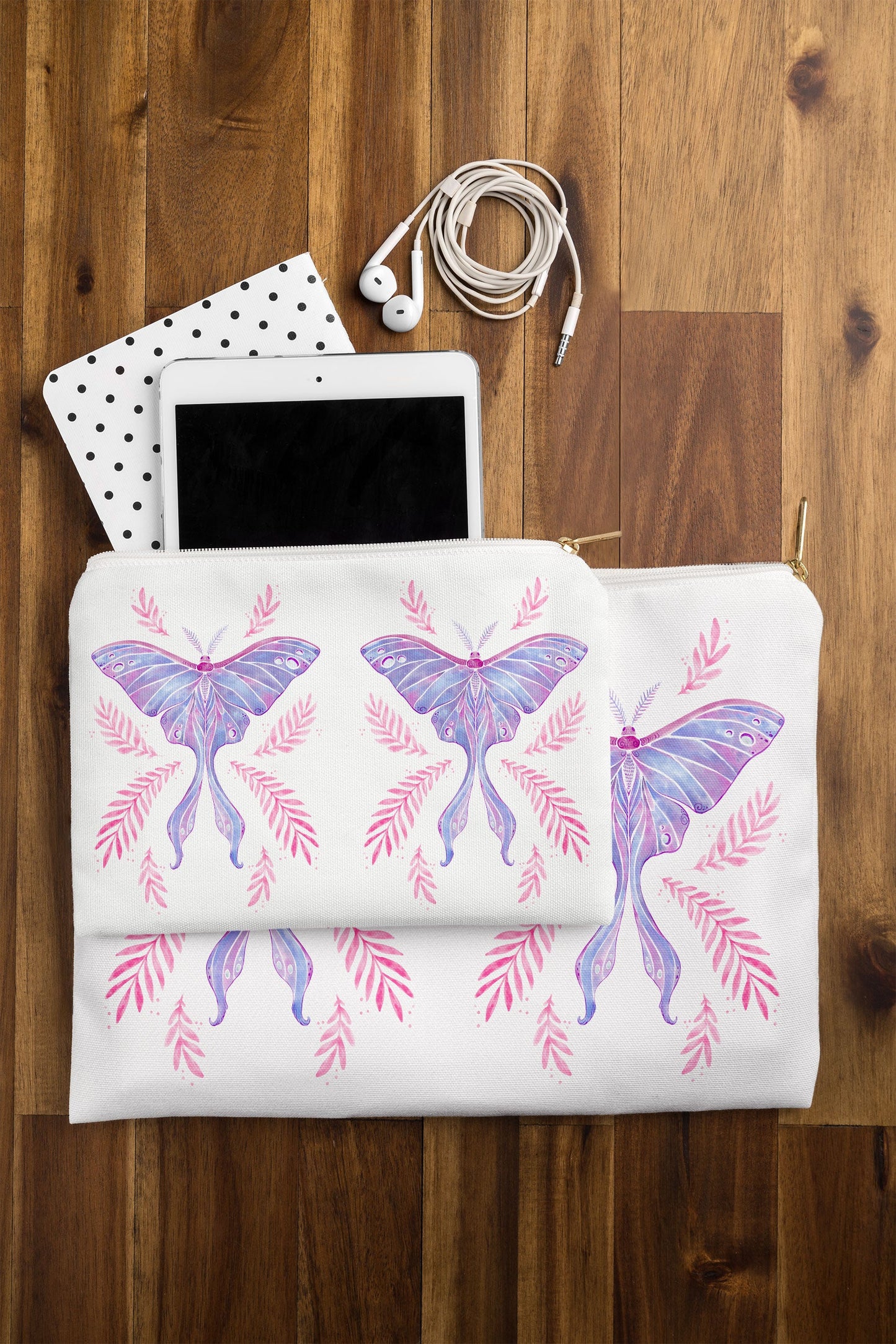 Avenie Luna Moth Blue Violet Pouch