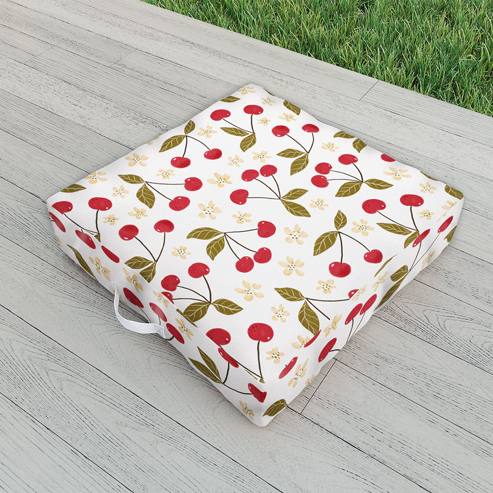 Avenie Spring Garden Cherries Outdoor Floor Cushion