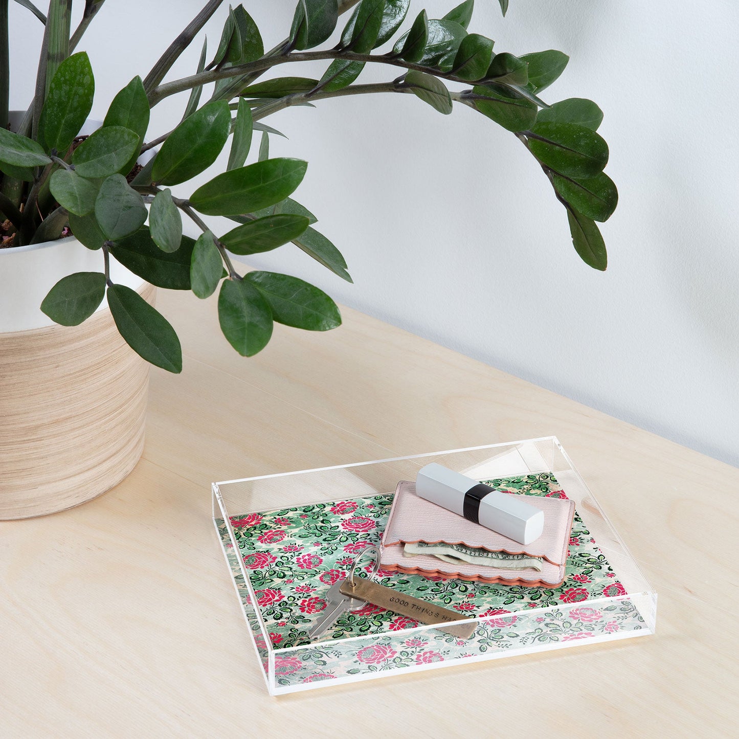 Belle13 Retro French Floral Pattern Acrylic Tray