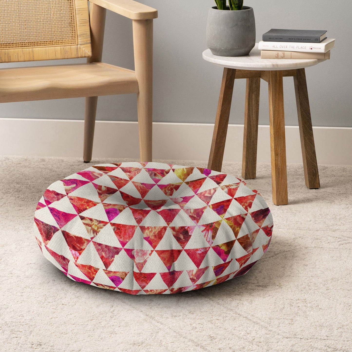 Bianca Green Floral Flowww Pink Floor Pillow Round