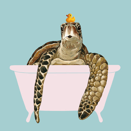 Big Nose Work Sea Turtle in Bathtub Shower Curtain