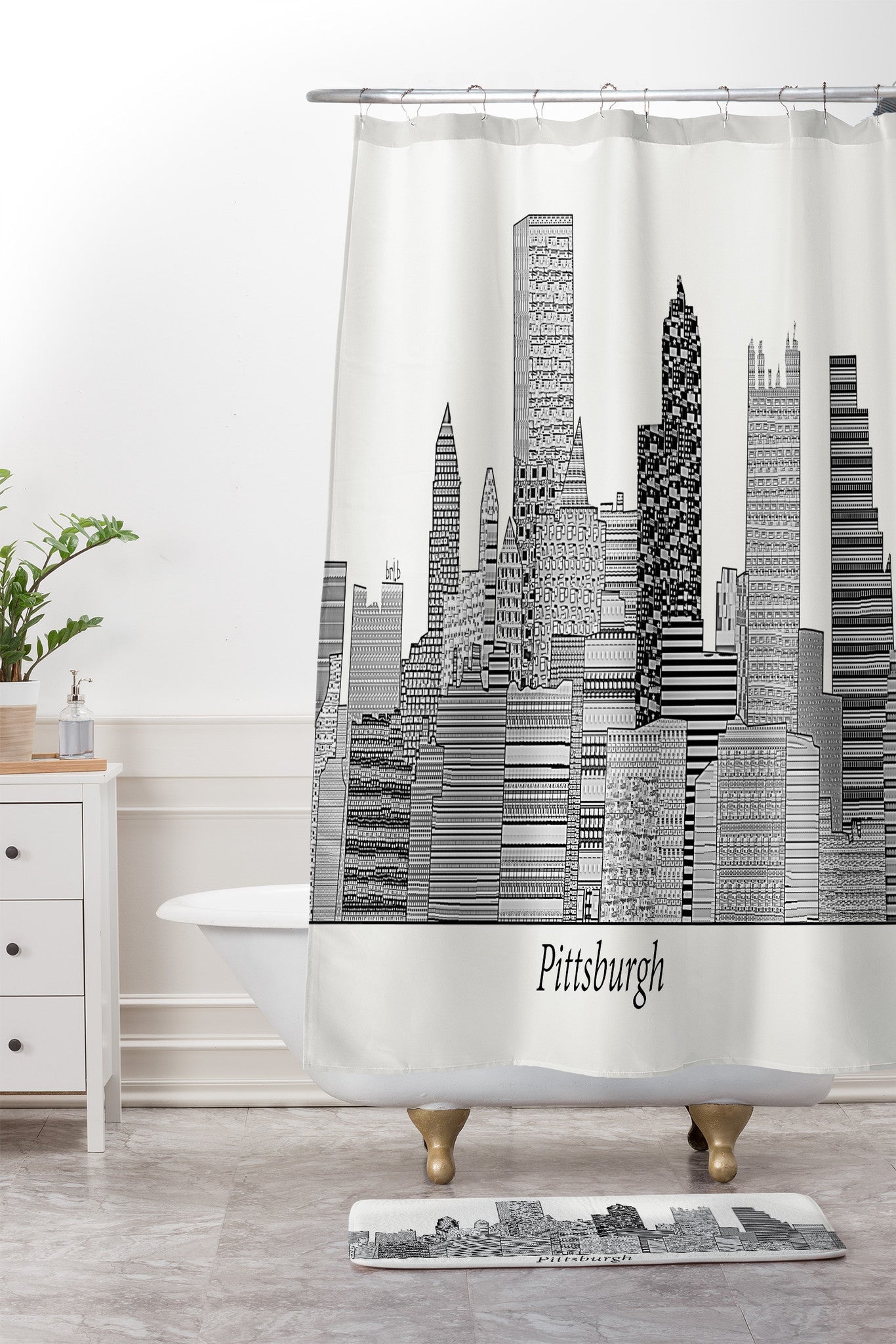 Brian Buckley Pittsburgh City Shower Curtain And Mat
