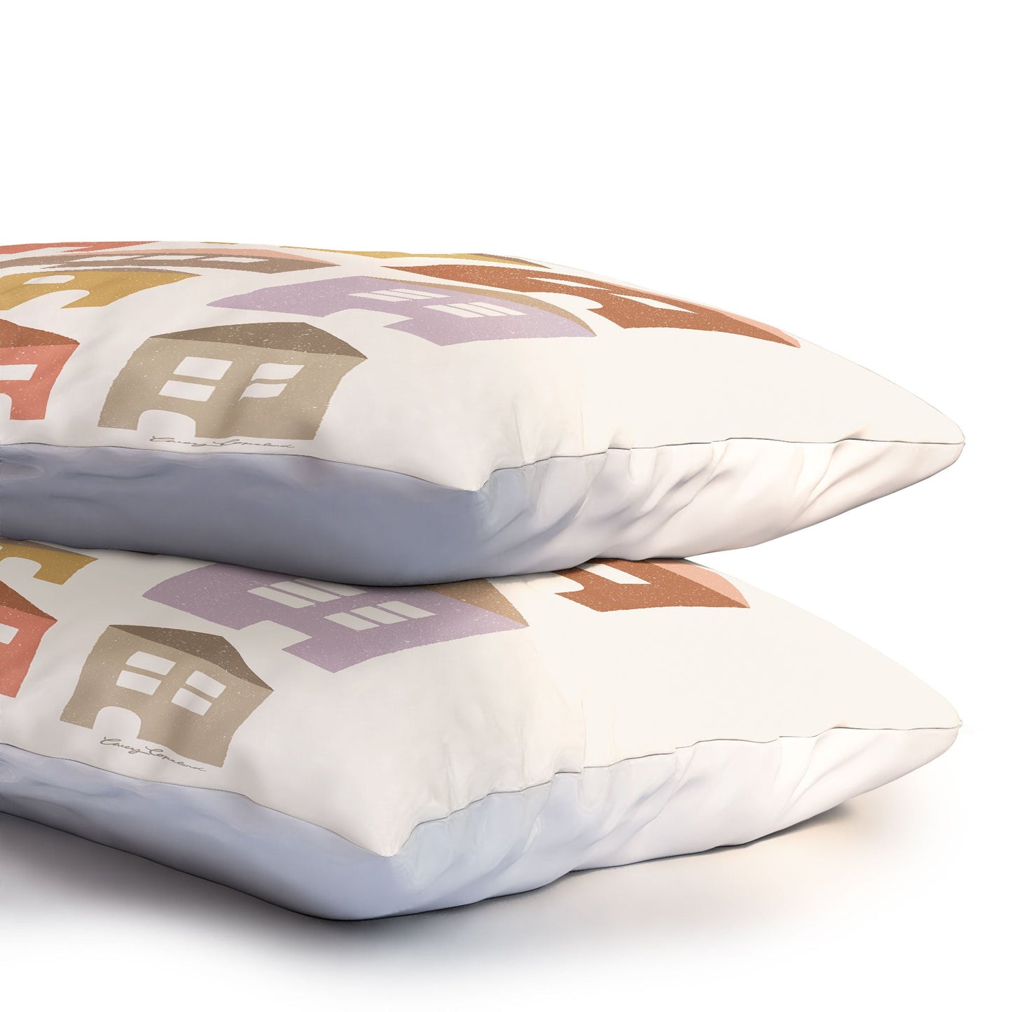 Carey Copeland Happy Houses Earth Tones Pillow Shams