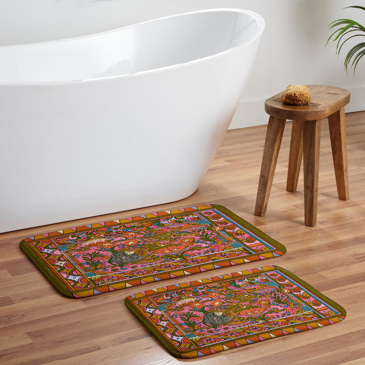 Cassidy Rae Marietta Deco Pink Protea Memory Foam Bath Mat