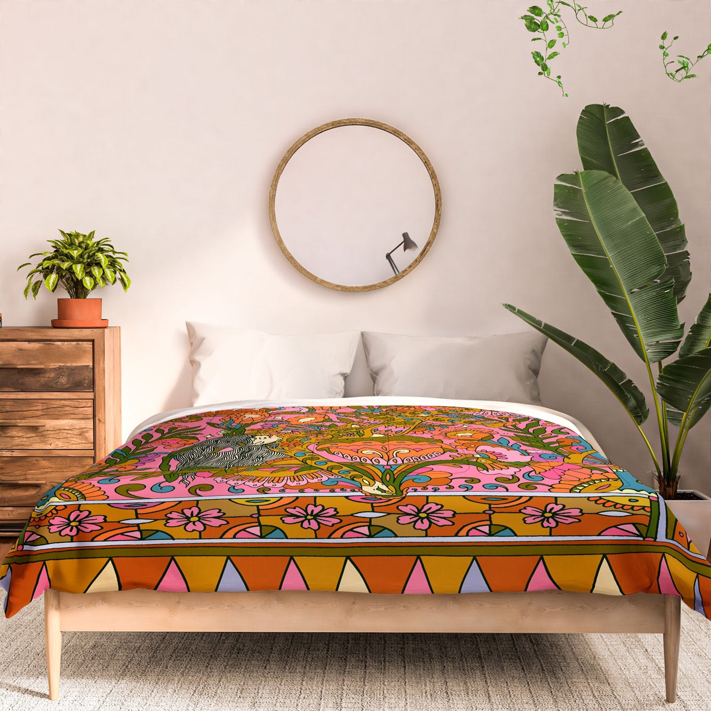 Cassidy Rae Marietta Deco Pink Protea Comforter