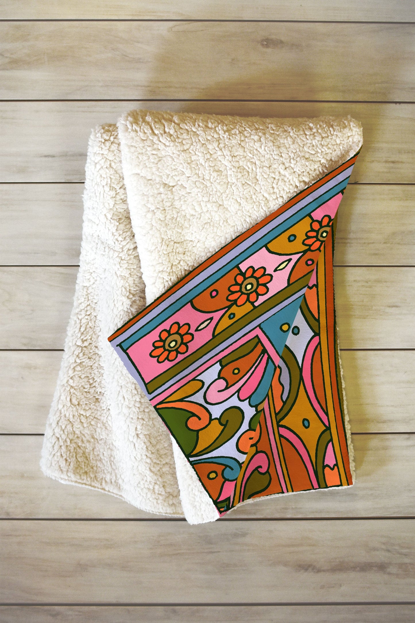 Cassidy Rae Marietta Deco Pink Protea Fleece Throw Blanket