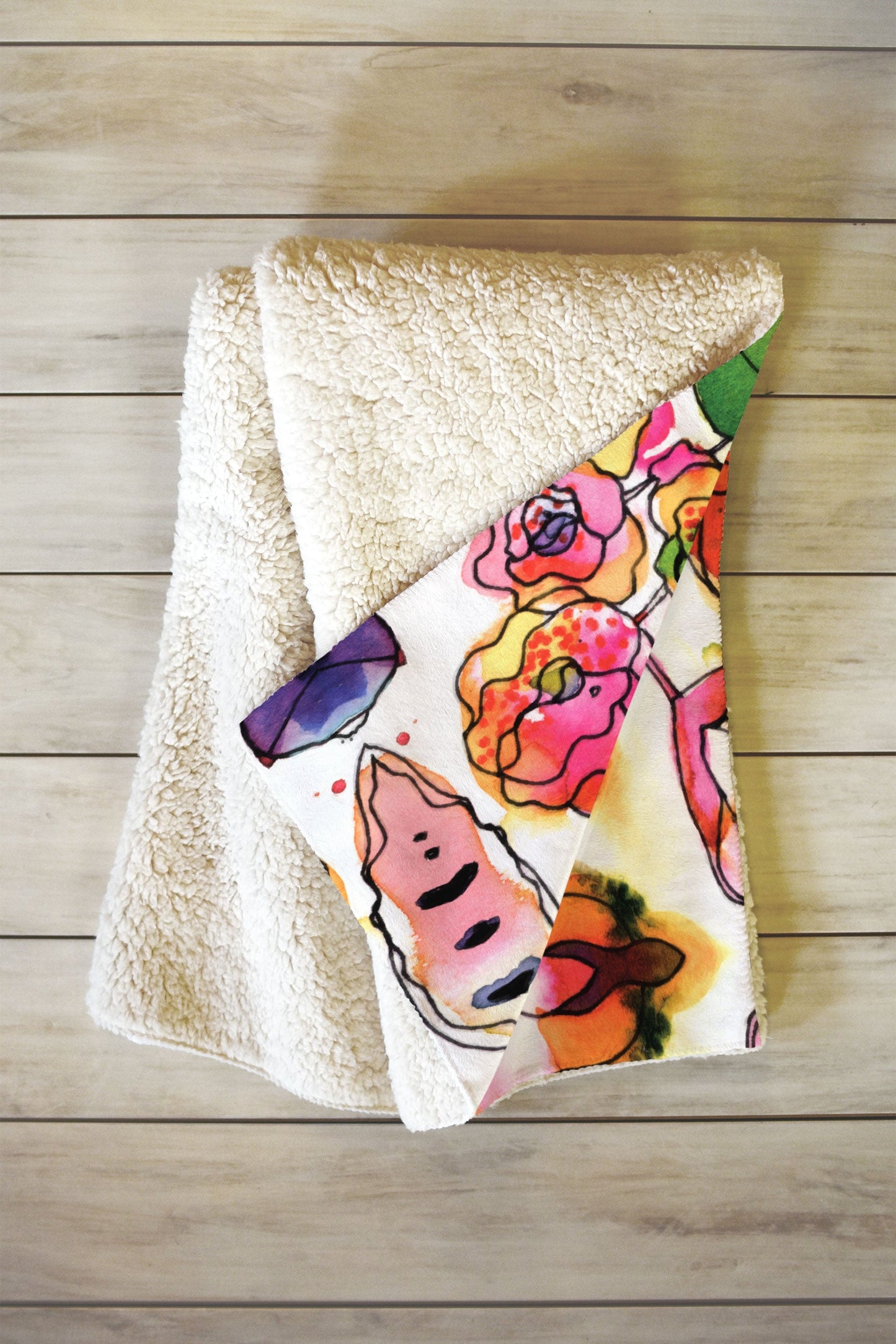CayenaBlanca Blossom Pastel Fleece Throw Blanket