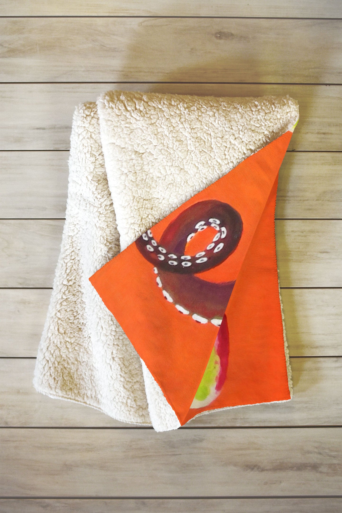 Clara Nilles Jeweled Octopus On Tangerine Fleece Throw Blanket