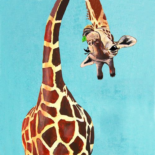 Coco de Paris Giraffe with green leaf Shower Curtain