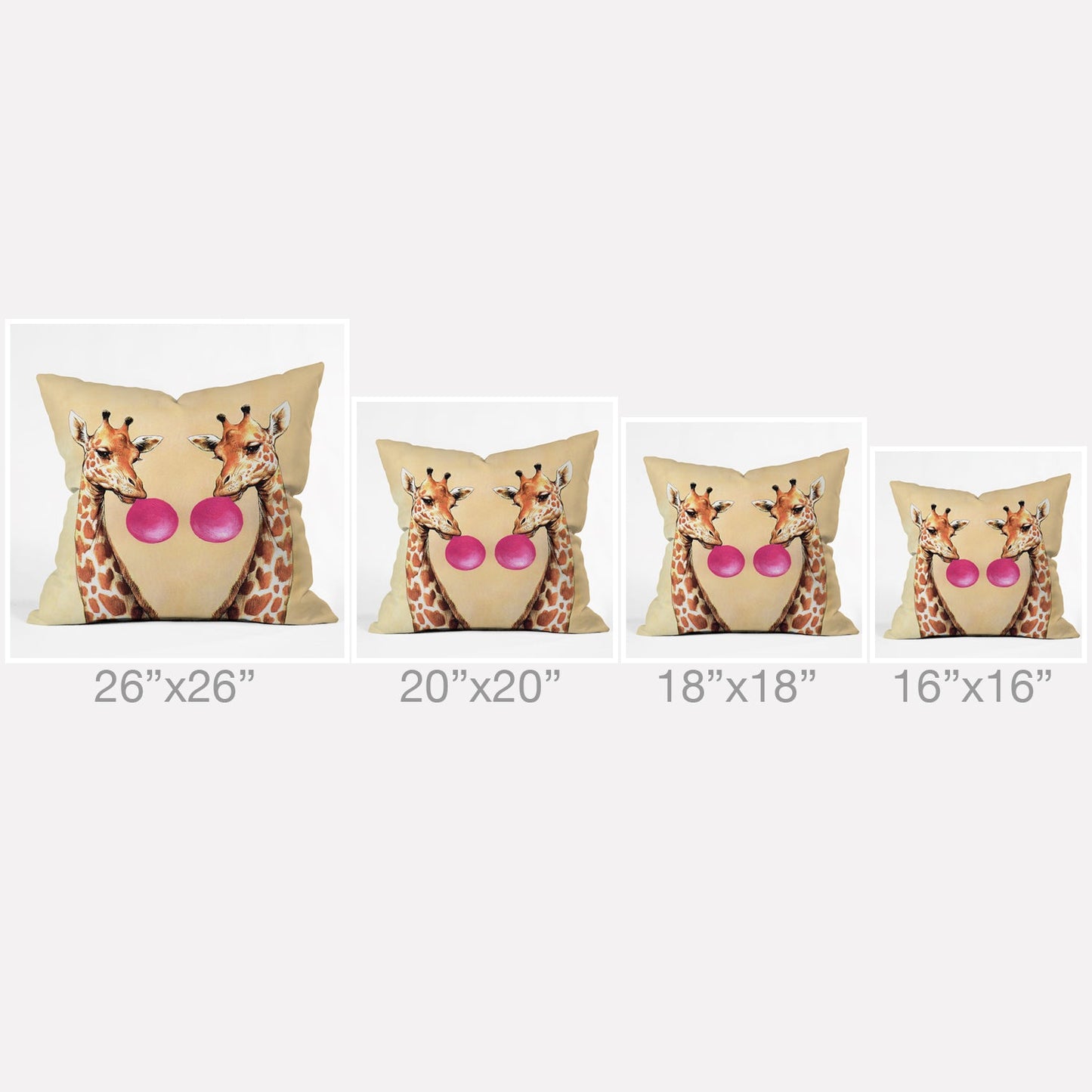 Coco de Paris Giraffes with bubblegum 1 Throw Pillow