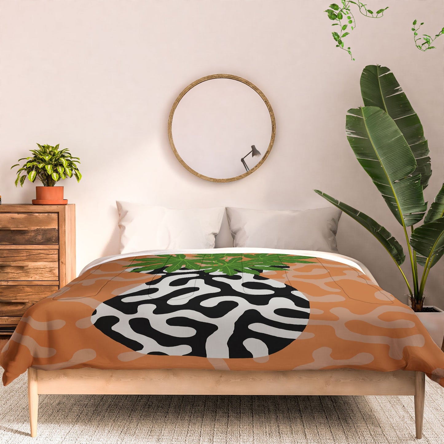 Coco de Paris Green plant retro style 2 Comforter