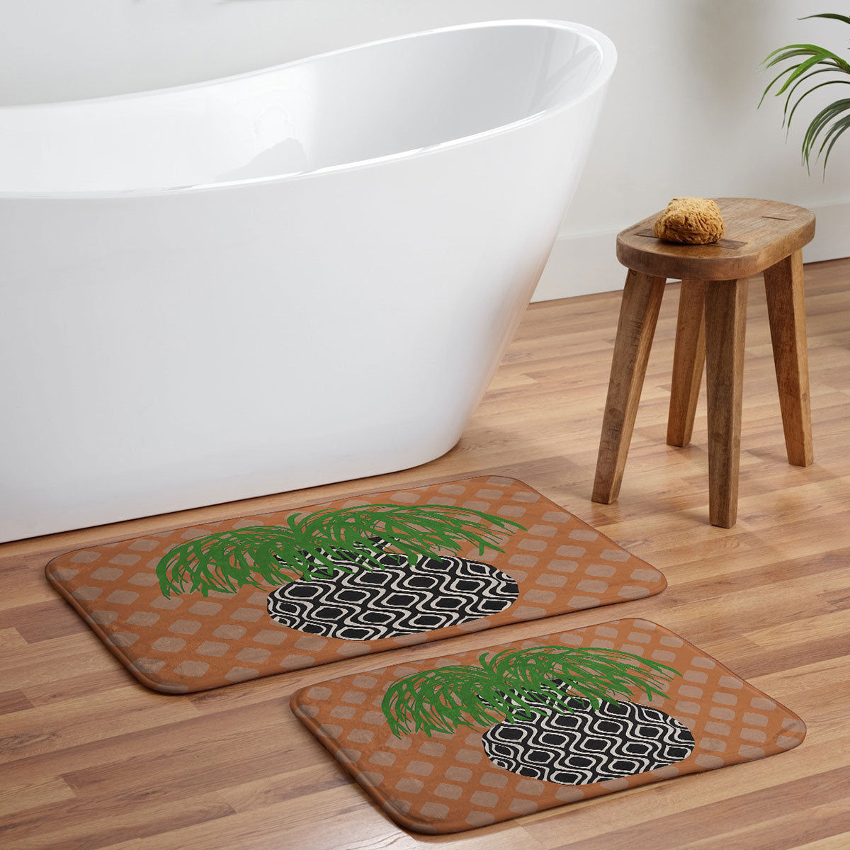 Coco de Paris Green plant retro style 3 Memory Foam Bath Mat