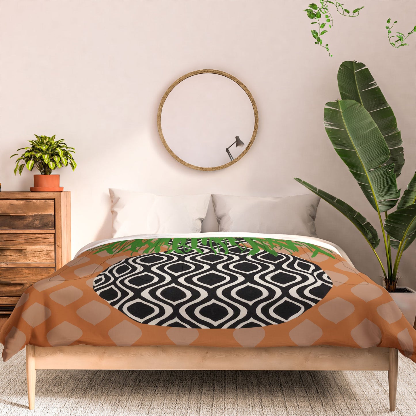 Coco de Paris Green plant retro style 3 Comforter