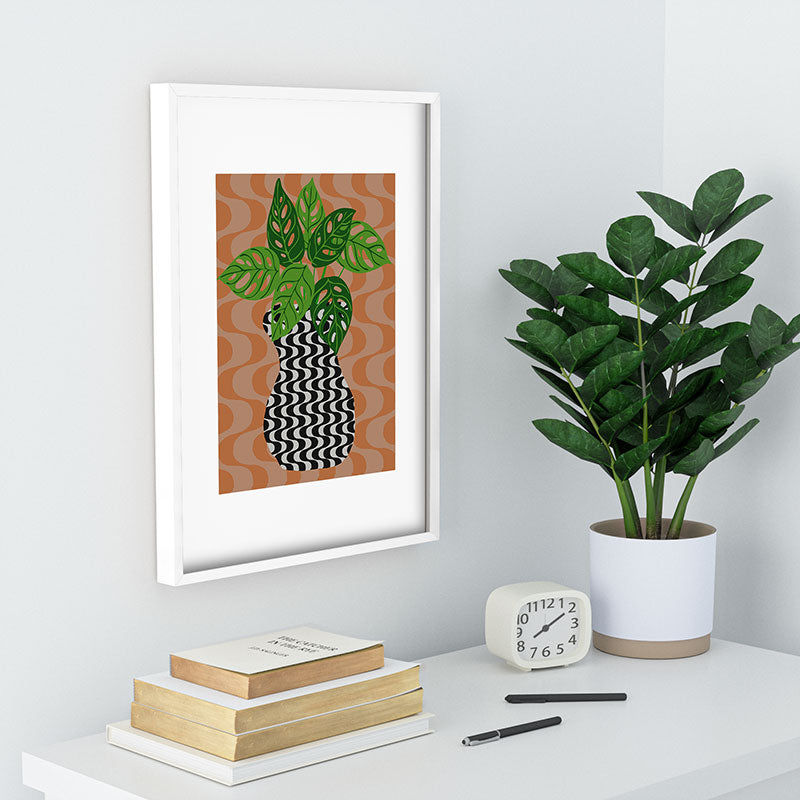 Coco de Paris Green plant retro style 4 Recessed Framing Rectangle