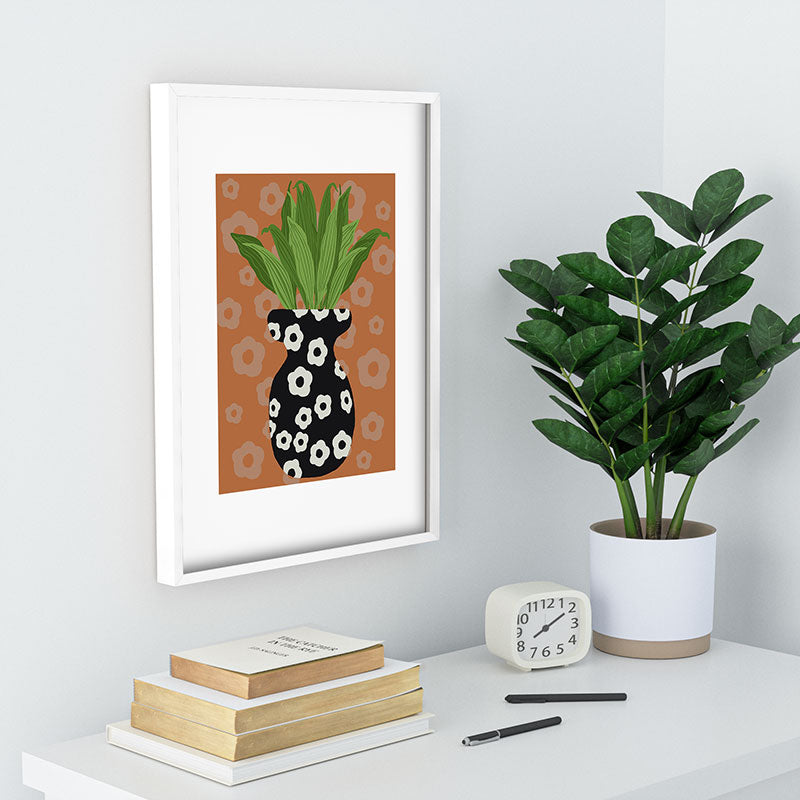 Coco de Paris Green plant retro style 5 Recessed Framing Rectangle