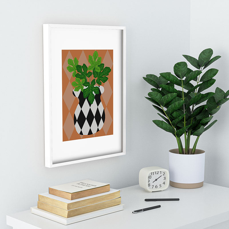 Coco de Paris Green plant retro style 6 Recessed Framing Rectangle