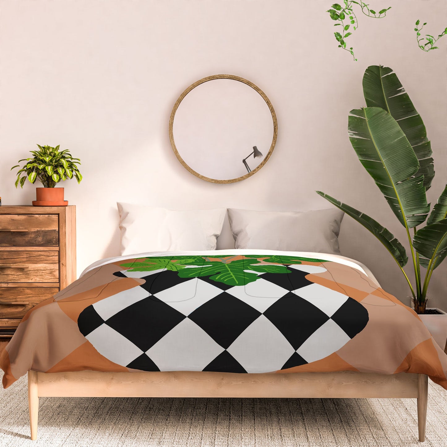 Coco de Paris Green plant retro style 6 Comforter