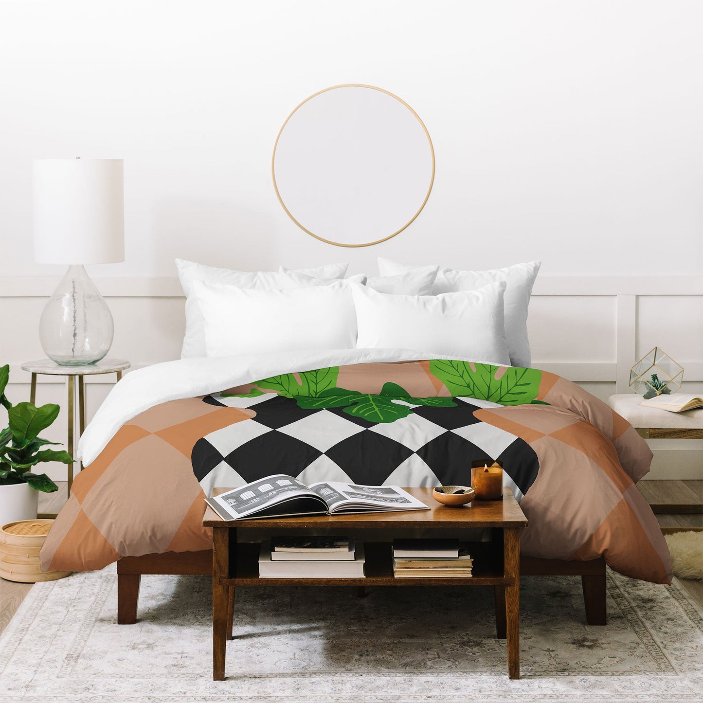 Coco de Paris Green plant retro style 6 Duvet Cover