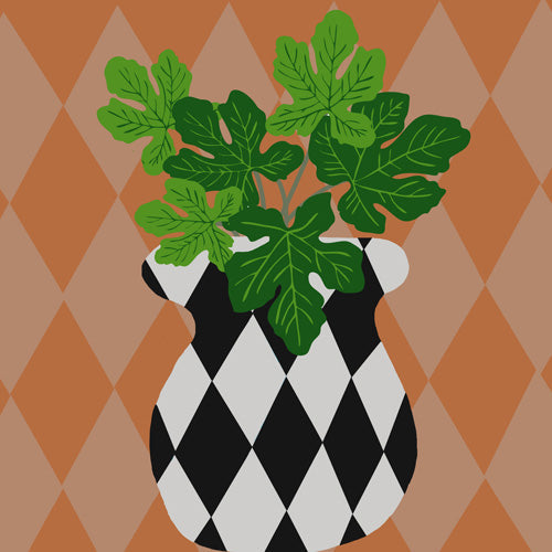 Coco de Paris Green plant retro style 6 Shower Curtain