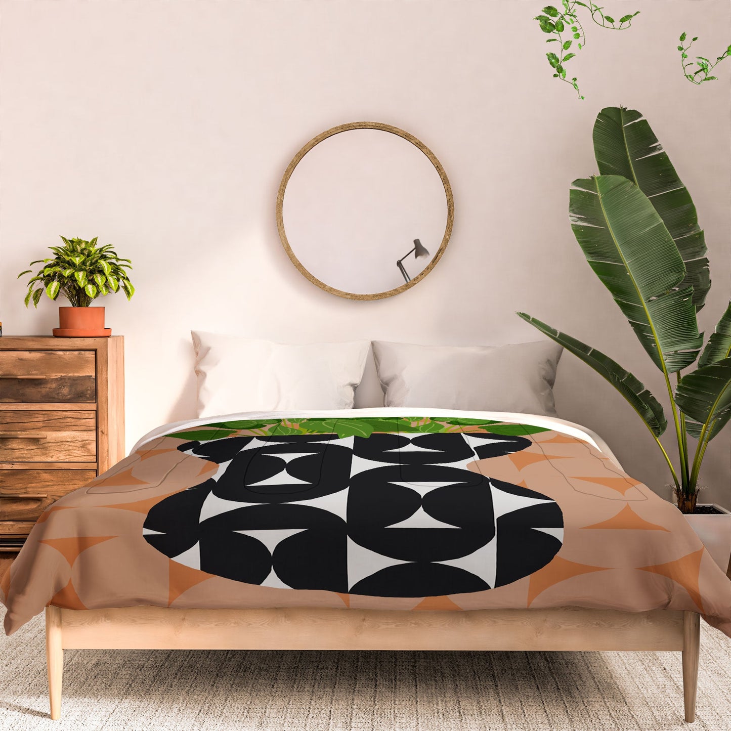 Coco de Paris Green plant retro style 7 Comforter