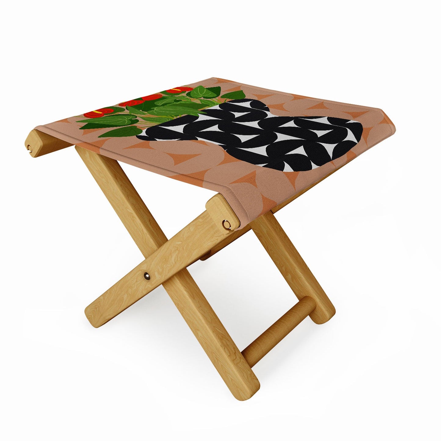 Coco de Paris Green plant retro style 7 Folding Stool