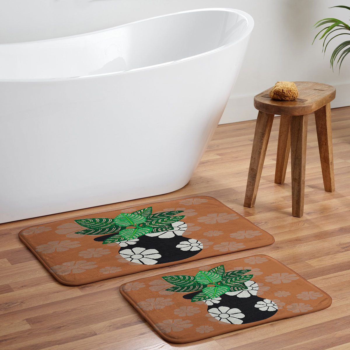 Coco de Paris Green plant retro style 8 Memory Foam Bath Mat
