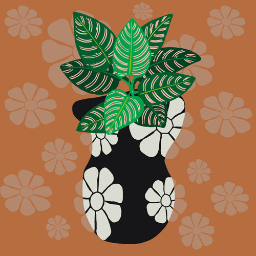 Coco de Paris Green plant retro style 8 Shower Curtain