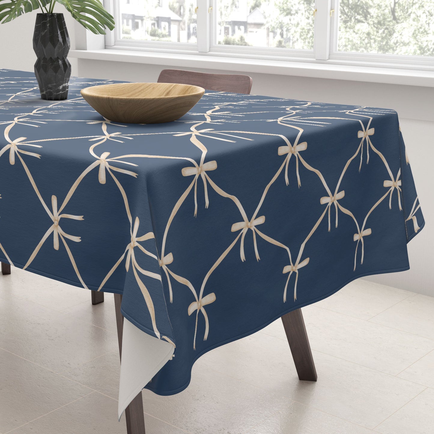 Colour Poems Bows and Ribbons Blue Tablecloth