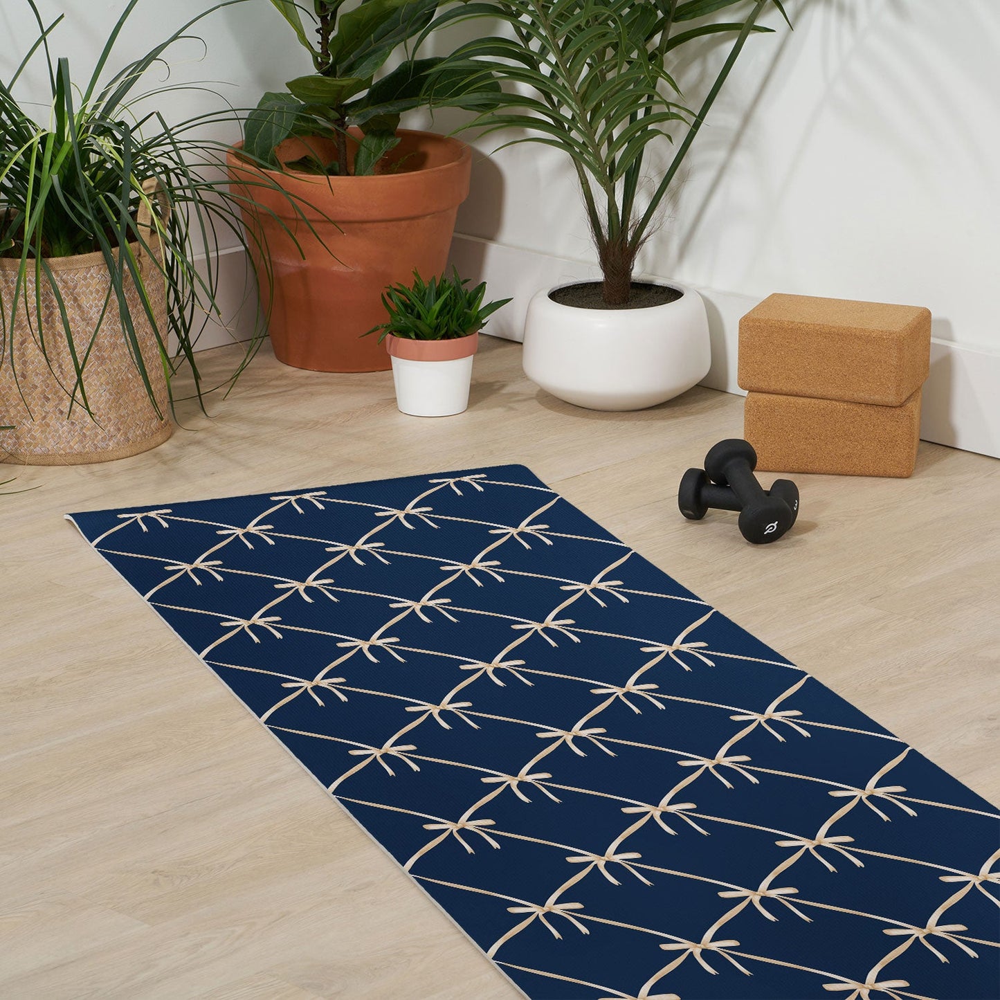 Colour Poems Bows and Ribbons Blue Yoga Mat