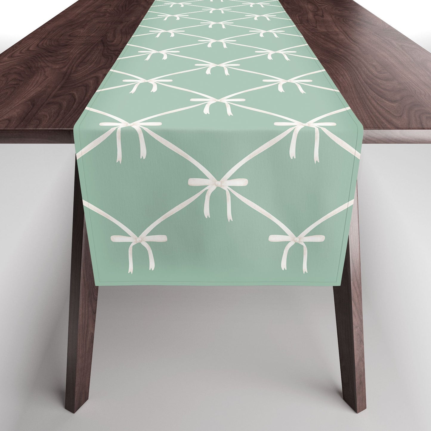 Colour Poems Bows and Ribbons Green Table Runner