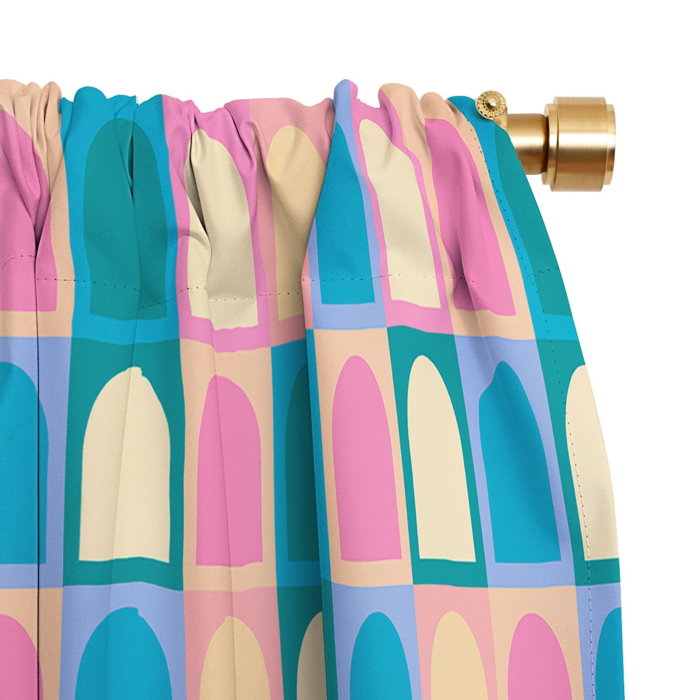 Colour Poems Checker Arches I Pastel Tones Blackout Window Curtain